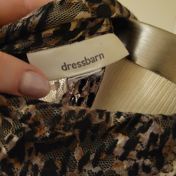 Sheer Animal Print Tunic Blouse Deep V Ruffle Dress Barn XL - Picture 7 of 7